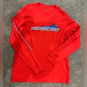 LIKE NEW Vineyard Vines Mens L Red Long‎ Sleeve Cotton Fishing Boating Spellout